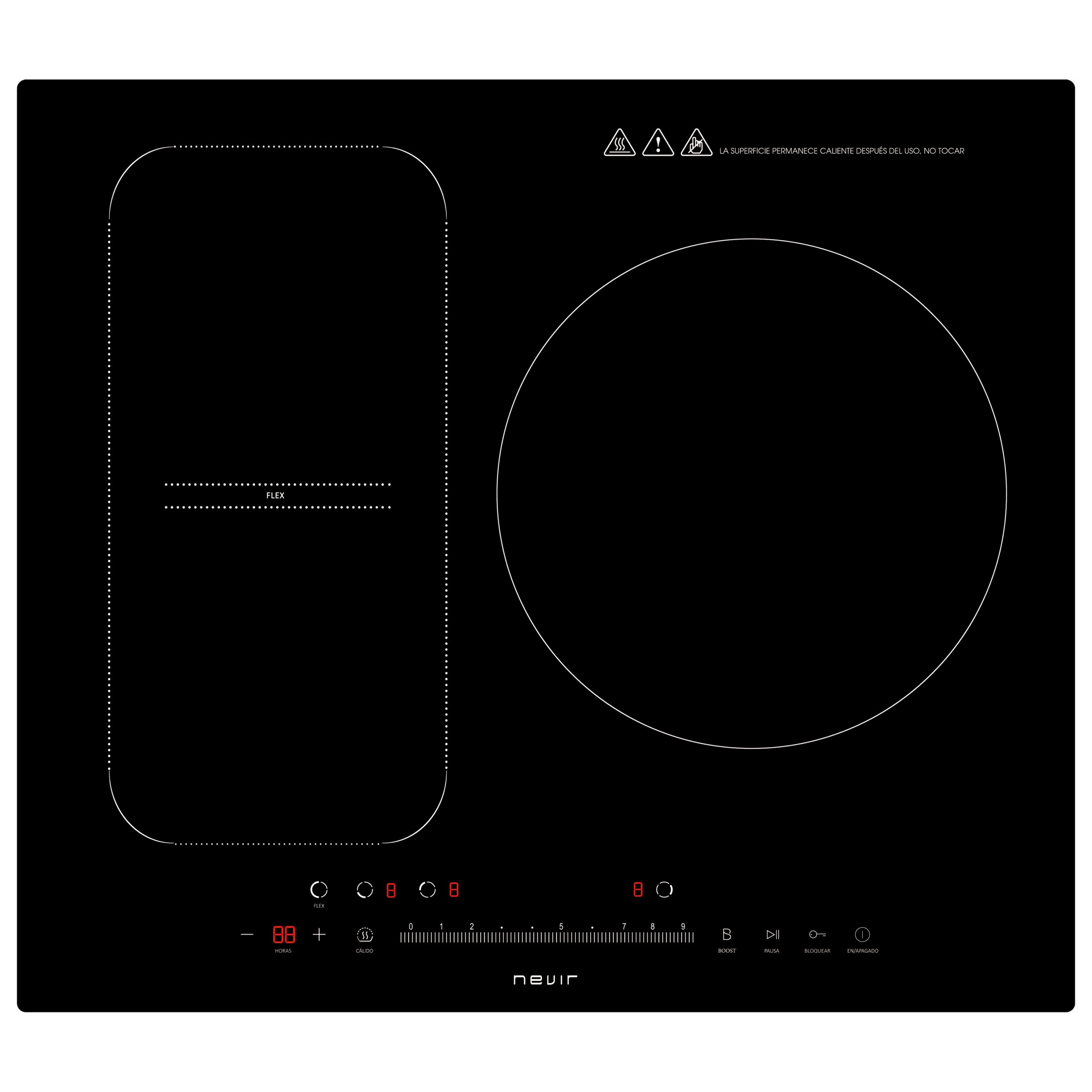 Placa inducción Flex Nevir 3 fuegos